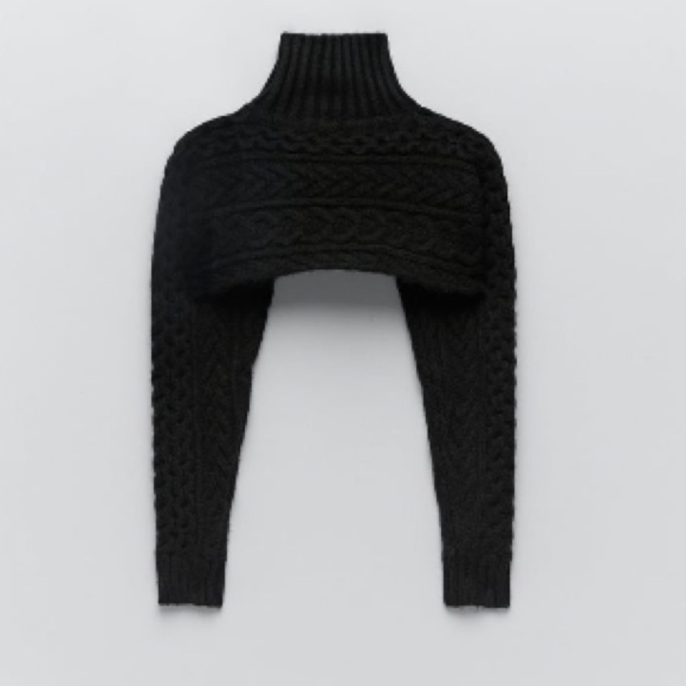 Zara black cable knit sleeve scarf blogger favorit - Picture 11 of 17